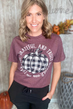 Load image into Gallery viewer, "Thankful, Grateful, & Truly Blessed" Buffalo Plaid Pumpkin Tee