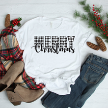 Load image into Gallery viewer, Merry Christmas Buffalo Plaid T-Shirt
