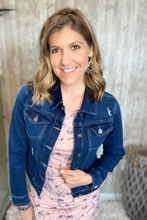 Load image into Gallery viewer, Rose & Navy Floral Side Shirring Dress