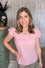 Load image into Gallery viewer, Dotted Cutout Flutter Sleeve Top