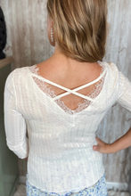 Load image into Gallery viewer, Ivory Eyelash Lace Cross Back Top
