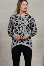 Load image into Gallery viewer, Gray Leopard Hooded Sweater