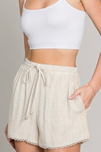 Load image into Gallery viewer, Crochet Detail Linen Shorts