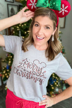 Load image into Gallery viewer, Merry Christmas Mickey Script T-Shirt