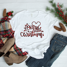 Load image into Gallery viewer, Merry Christmas Mickey Script T-Shirt