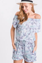 Load image into Gallery viewer, Mint & Blue Tie Dye Romper