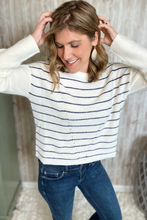 Load image into Gallery viewer, Navy Striped Knit Pullover Sweater