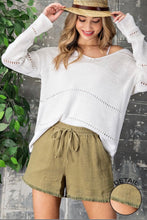 Load image into Gallery viewer, Olive Linen Drawstring Shorts