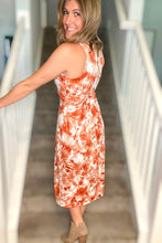 Load image into Gallery viewer, Burnt Orange Tie Dye Midi Dress