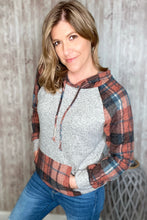 Load image into Gallery viewer, Soft Brushed Plaid Raglan Hoodie