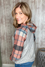 Load image into Gallery viewer, Soft Brushed Plaid Raglan Hoodie