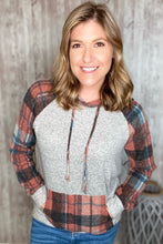 Load image into Gallery viewer, Soft Brushed Plaid Raglan Hoodie