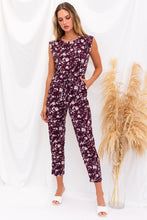 Load image into Gallery viewer, Plum Floral Jumpsuit