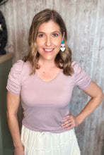Load image into Gallery viewer, Ruched Ribbed Knit Top