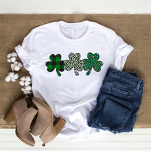 Load image into Gallery viewer, 3 Patterned Shamrocks Tee