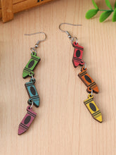 Load image into Gallery viewer, Wooden Crayon Earrings
