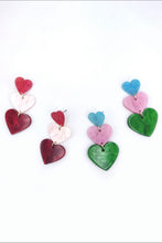 Load image into Gallery viewer, Color Contrast Acrylic Heart Earrings
