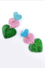 Load image into Gallery viewer, Color Contrast Acrylic Heart Earrings
