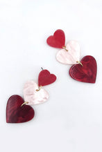 Load image into Gallery viewer, Color Contrast Acrylic Heart Earrings
