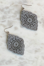 Load image into Gallery viewer, Blue Laser Cut Leather Earrings

