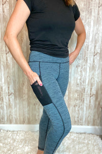Heather Blue/Black Pocket Legging