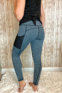 Heather Blue/Black Pocket Legging