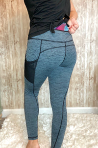 Heather Blue/Black Pocket Legging