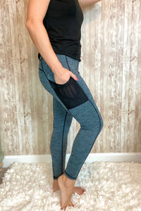 Heather Blue/Black Pocket Legging
