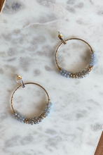 Load image into Gallery viewer, Blue &amp; Gold Beaded Hoop Earrings

