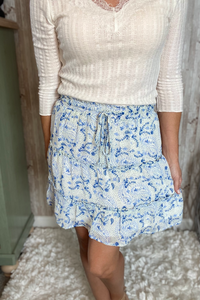 Blue Paisley Tiered Skirt