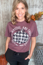 Load image into Gallery viewer, &quot;Thankful, Grateful, &amp; Truly Blessed&quot; Buffalo Plaid Pumpkin Tee
