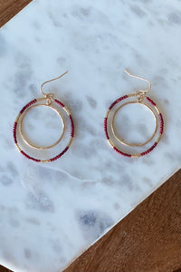 Burgundy & Gold Orbit Earrings