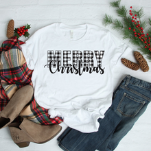 Load image into Gallery viewer, Merry Christmas Buffalo Plaid T-Shirt
