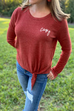 Load image into Gallery viewer, Cozy Waffle Tie Front Top
