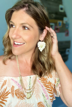 Load image into Gallery viewer, Gold &amp; Cream Palm Leaf Earrings
