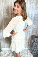 Load image into Gallery viewer, Ivory &amp; Sage Dotted Peasant Dress
