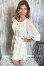 Load image into Gallery viewer, Ivory &amp; Sage Dotted Peasant Dress
