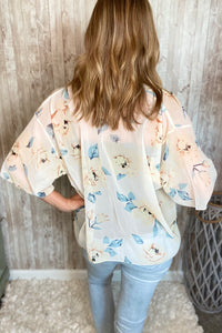 Tie Front Floral Kimono