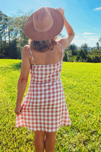 Load image into Gallery viewer, Gingham Button Front Waist Tie Dress

