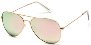WearMePro Gold & Pink Mirror Aviator Sunglasses