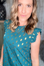 Load image into Gallery viewer, Ruffled Sleeve Gold Dot Top

