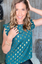 Load image into Gallery viewer, Ruffled Sleeve Gold Dot Top
