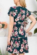 Load image into Gallery viewer, Floral Faux Wrap Dress With Pockets
