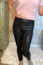 Load image into Gallery viewer, Houndstooth Gloss Black Leggings with hidden back pocket

