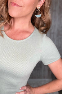 Sage Green Ribbed Knit Back Cutout Dress