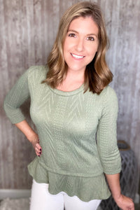 Jacquard Knitted Olive Top