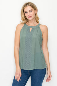 Keyhole Crochet Trim Top