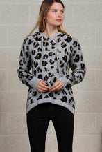 Load image into Gallery viewer, Gray Leopard Hooded Sweater
