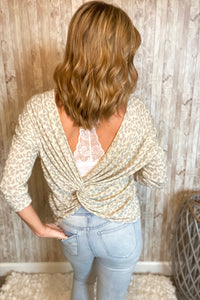 Gathered Back Gray Leopard Top
