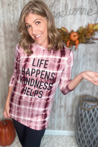 "Life Happens, Kindness Helps" Long Sleeve Top & Mask Set